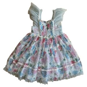 Kate Mack & Biscotti blue floral tulle dress 3T